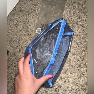 Blue and Clear Glitter Cosmetic Bag